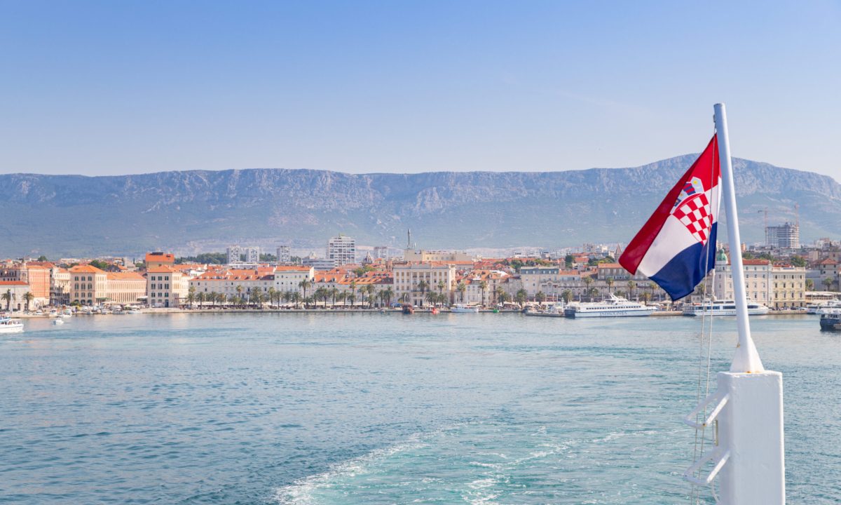 Croatian flag at the Ferry Port of Split, Croatia